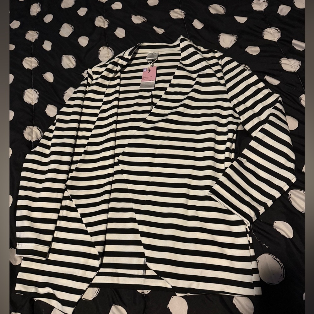 Striped Cotton Black and White Women's Jacket / Blazer xl
